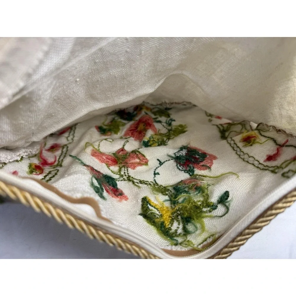 Vintage 70s Jacobean Vine Pink Pillow Cover‎ Floral Crewel Embroidered Cottage